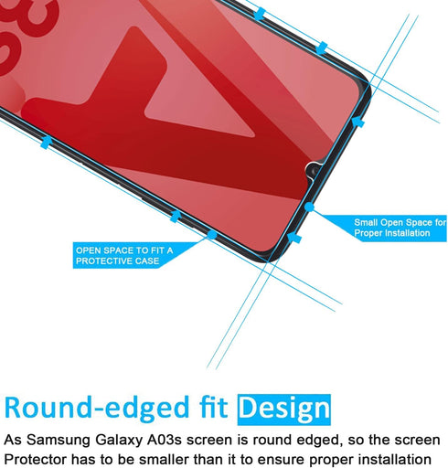 NEW'C [3 Pack Designed for Samsung Galaxy A03 / A03s Screen Protector Tempered Glass, Case Friendly Anti Scratch Bubble Free Ultra Resistant...