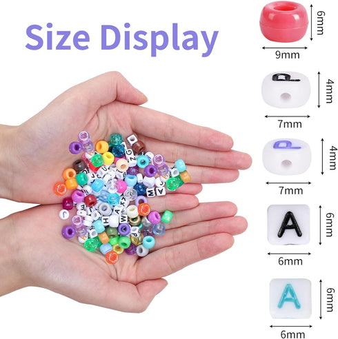 QUEFE 2350pcs, 64 Colors, Pony Beads for Bracelet Making Kit, Rainbow Kandi Beads Friendship Bracelet Kit, Letter Beads and Elastic Strings for Br...