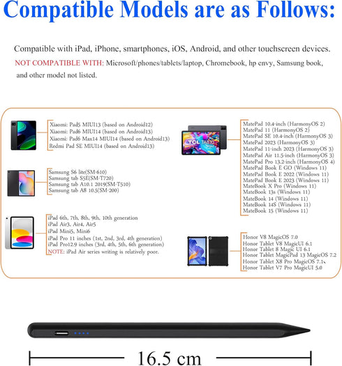 Active Stylus Pens for Touch Screens, DOGAIN Pencil for Android, Rechargeable Tablet Pen POM Tip Magnetic iPad Pencil for iPad/Pro/Air/Mini/iPhone...
