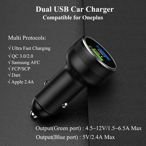 30W 65W Car Charger Compatible for Oneplus 13 12 13R 12R 11 10 9 Pro Open Pad 9R 8T 10T 8 7T Nord 3 4 N20 N300 N10 N100 N200 N30 SE 5G Car Charge ...