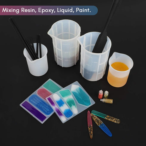 Gartful Black Silicone Stir Sticks Kit for Epoxy, 1pcs Silicone Spatula for Resin, 2pcs Large Silicone Stir Sticks, 4pcs Small Silicone Sticks, DI...
