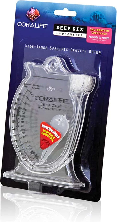 Coralife Aquarium Fish Tank Deep Six Hydrometer For Measuring Water Salinity PPT and Specific Gravity...