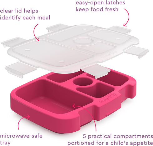 Bentgo® Kids Prints Tray with Transparent Cover - Reusable, BPA-Free, 5-Compartment Meal Prep Container with Built-In Portion Control for Healthy ...