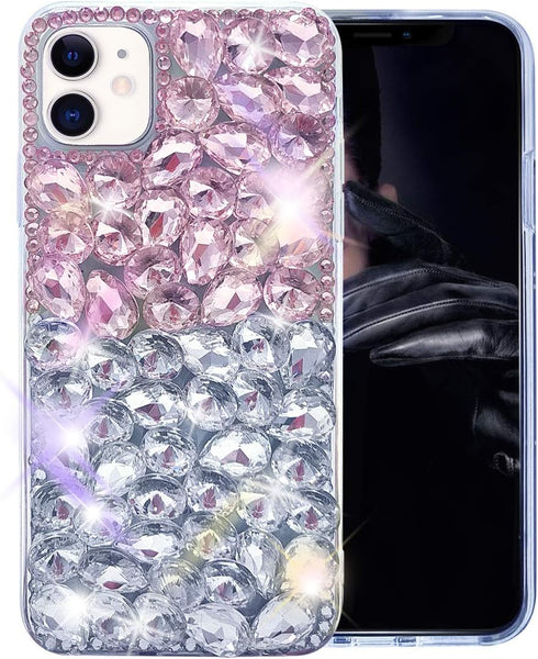 Bonitec for iPhone 11 Case 3D Glitter Sparkle Bling Case for Women Luxury Shiny Crystal Rhinestone Diamond Bumper Clear Rose Gems Protective Case ...