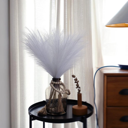 7 PCS Faux Pampas Grass, 23"/60cm White Pampas Grass Decor,7 Branches | Each Stem Fluffy Small Pompous Grass for Vase Filler in Table Vase Decor f...