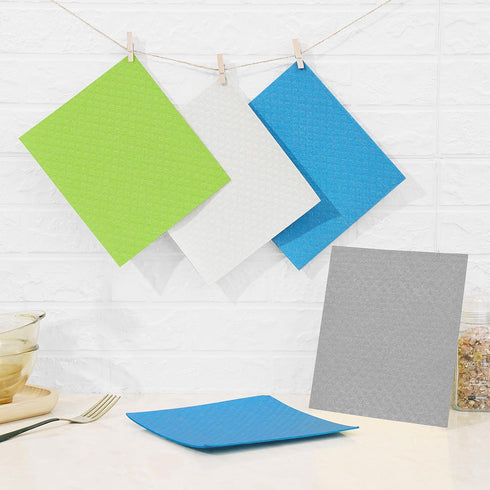 Homaxy Swedish Dishcloths for Kitchen, 10 Pack Reusable and Washable Cellulose Sponge Cloths Dish Towels, Absorbent and No Odor Paper Towels for D...