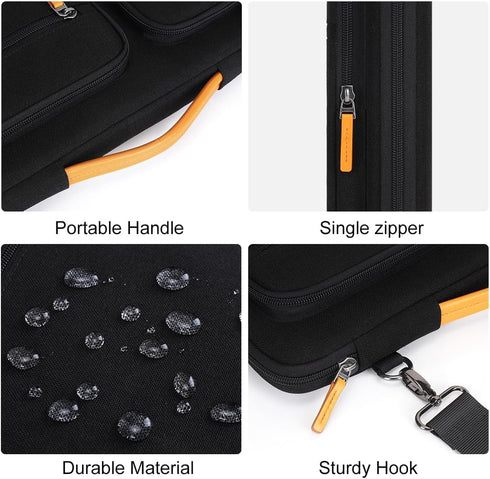 DOMISO 15.6 inch Laptop Sleeve Case Water-Resistant Computer Cover Bag with Detachable Shoulder Straps and Extendable Handle for HP, Dell, Asus,Bl...