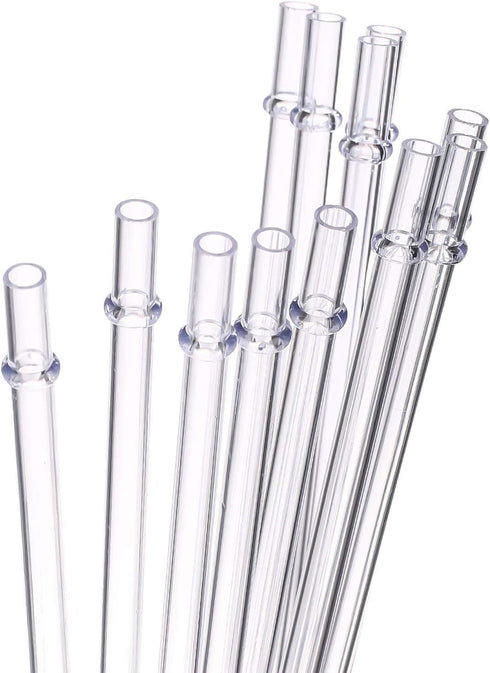 Dakoufish 10 Inch Clear Reusable Thick Plastic Drinking Straws for 16 oz & 30 oz Mason Jar Tumblers,Set of 12 Pcs Straws with Cleaning Brush (10in...