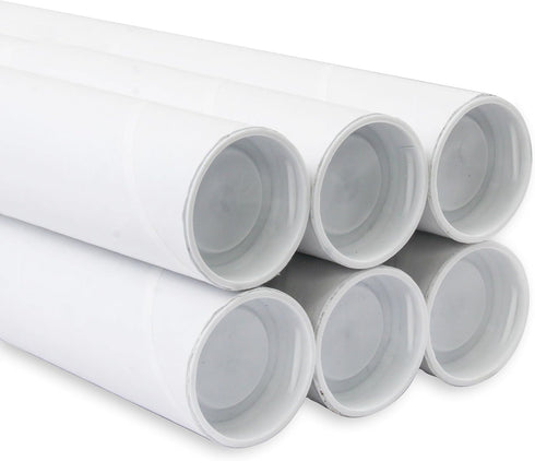 MagicWater Supply Mailing Tube - 1.5 in x 12 in - White - 6 Pack - for Shipping and Storage of Posters, Arts, Crafts, and Documents...
