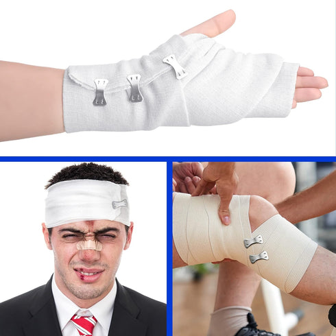 50 Pieces Bandage Clips Only Bandage Wrap Clips Bandage Metal Clips Aluminum Bandage Pins with Plastic Storage Box Replaceable Wrap Fastener Clip ...
