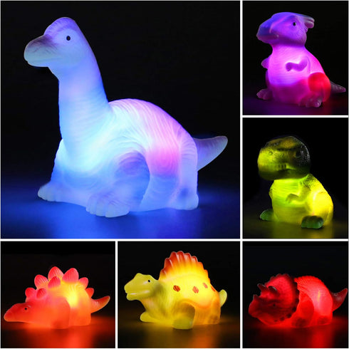 6 Packs Light-Up Floating dinosaur bath Toys set, for Baby Toddler nephew in birthday Christmas Easter , great water Bathtub shower Pool bath toy ...