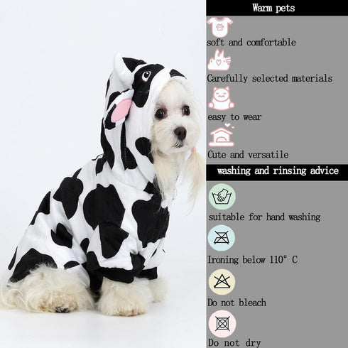 Cow pet Clothing, Small and Medium-Sized cat and Dog Clothing, Modeling Cow Role-Playing Dog and cat Clothing, Suitable for Spring, Autumn and Win...