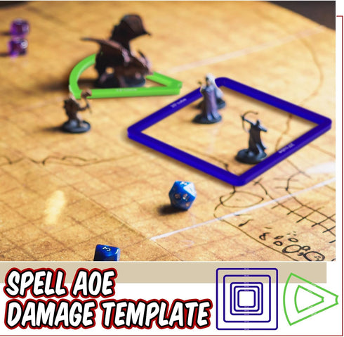 15 Pcs Spell AOE Damage Template Translucent Acrylic Area of Effect Spell Templates Set Include 5 Cube 4 Circle 2 Cone 4 Line Templates for Gifts ...