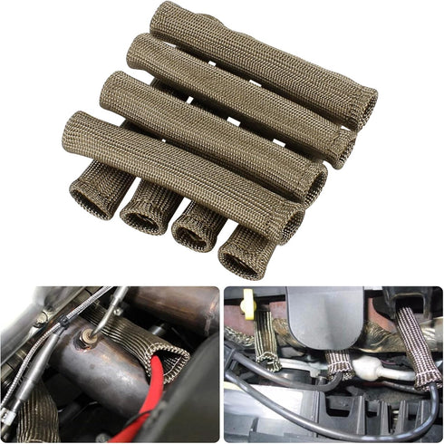 Titanium Spark Plug Wire Heat Shield & Sleeve - 2500F High Temp Protection, 8-Pack...