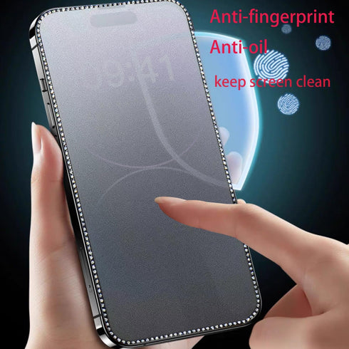 2PCS Glitter Matte Screen Protector suit for iPhone 14 Pro/iPhone 15,Diamond Bling Shiny Shine on Night Sparkling Tempered Glass Suit for iPhone 1...