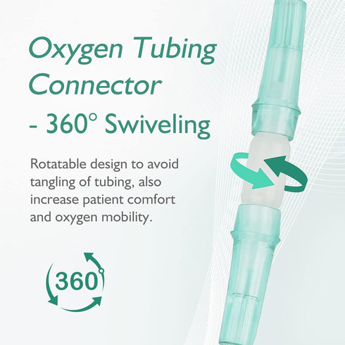 Oxygen Tubing Connector, 360° Rotation Cannula Connector Oxygen Connector Avoid Tangles, Tubing Swivel Connector O2 Connector (White-10pack)...