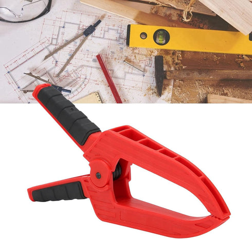 Woodworking Clamp, Spring Clamp with Long Flat Nose Plastic Fixing Clamp Woodworking Fixture Accessory(3 inch opening 75MM deep 110MM) Red...
