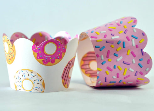 Donut Grow Up Doughnut Cupcake Wrappers for Kids birthday party supplies, two sweet celebrations, sprinkles. Set of 24 Reversible donut pattern to...