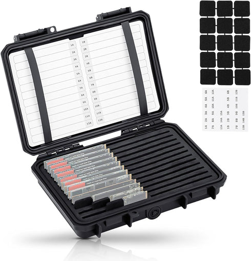 High Capacity 24 Slots M.2 2280 2260 2242 2240 2230 Case, Sturdy M.2 NVMe SSD Card Case with Label & Notepaper, Water-Resistant & Shockproof M.2 2...