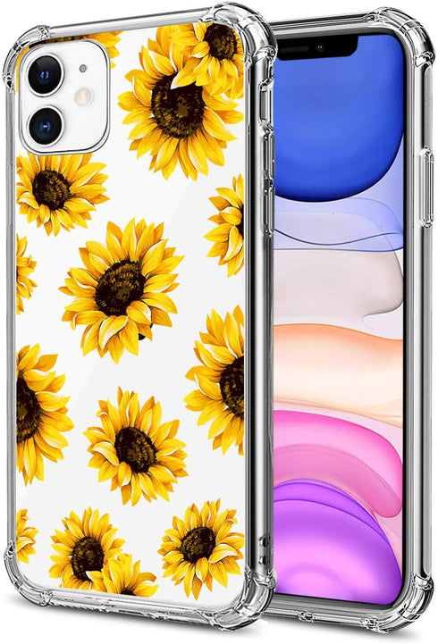 Sunflower Clear Case Compatible with iPhone 11 Released 2019, Yellow Sunflower Girls and Women Floral Back Case Cover, Sunflower Transparent Soft ...
