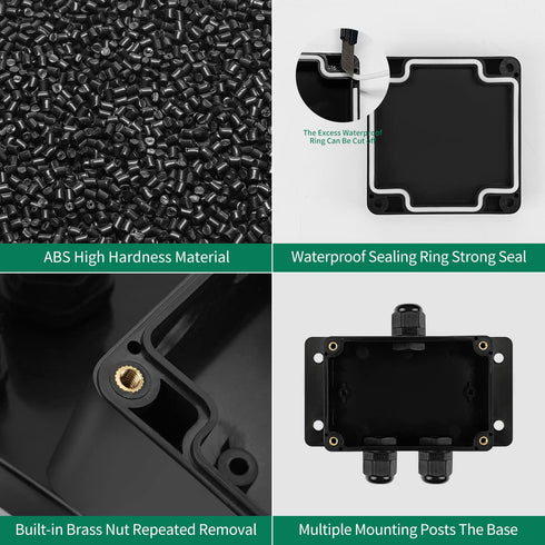 ABS IP67 Waterproof Dustproof Electrical Junction Box, with 15A 600V Barrier Terminal Cable Connector, 1 in/2 Out Power Junction Box?3.93*2.67*1.9...