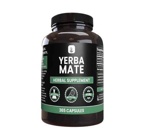 PURE ORIGINAL INGREDIENTS Yerba Mate (365 Capsules), No Magnesium Or Rice Fillers, Always Pure, Lab Verified...