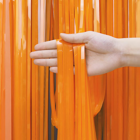 Orange Tinsel Curtain Party Backdrop - GREATRIL Foil Fringe Curtain Party Streamers for Fall/Thanksgiving Day/Birthdays/Doorway/Easter/Coco Theme/...