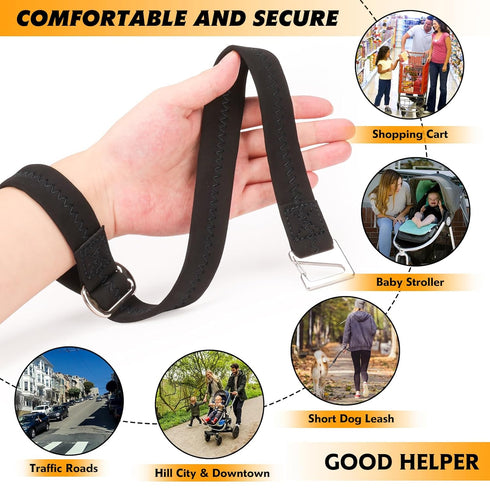 Baby Stroller Pram Wheelchair Safety Wrist Strap or Short Leash for Dog(Black)...