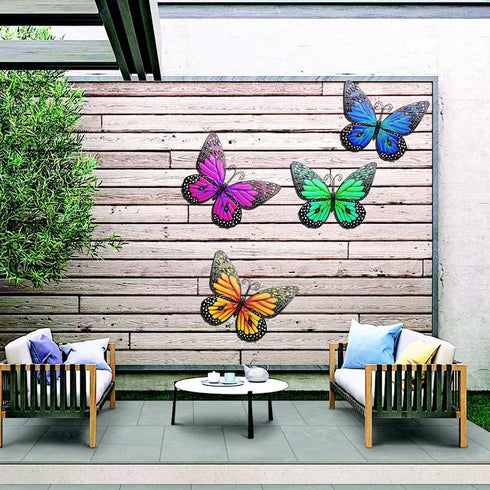 Metal Butterfly Wall Decor 9.8" Outdoor Fence Wall Art Decor Hanging for Garden Yard Living Room Bedroom Patio Balcony Gift for Family Friends...