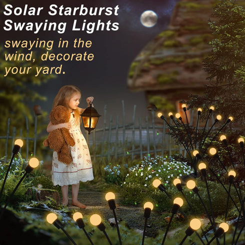 8 LED Solar Powered Firefly Lights, New Upgraded Solar Garden Lights Outdoor Waterproof, Starburst Swaying Solar Lights Decorative for Patio,Yard ...