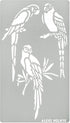 Aleks Melnyk No.472 Metal Stencil, Bird on Tree Branch, Parrots, Wild Animal, Small Stencil, 1 PC, Template for Wood Burning, Engraving, Crafting,...