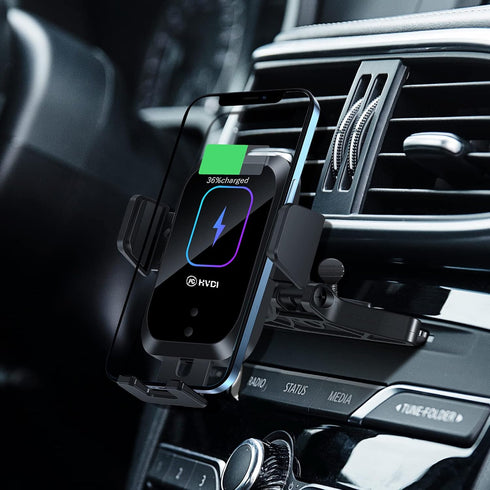 Wireless Car Charger CD Slot Phone Mount, Auto-Clamping 15W Qi Fast Charging Infrared Smart Sensor Air Vent Cell Phone Holder,Compatible with iPho...