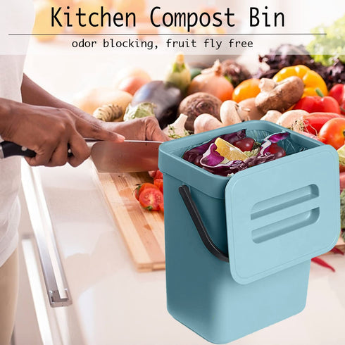 LALASTAR Small Trash Can with Lid, Compost Bin Indoor Kitchen Sealed Under Sink for Kitchen, Food Waste Bin for Countertop, Mountable Garbage Can ...