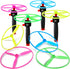 Flying Disc Helicopter Toy Disco Flyers Include 12 String Launchers and 24 Flying Saucer Flying Disc Launcher Toy Flying Toys for Little Teens Out...