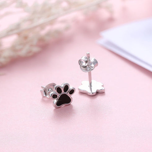 S925 Sterling Silver Puppy Dog Cat Pet Paw Print Stud Earrings...