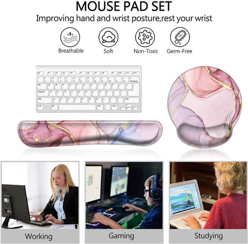 Keyboard Wrist Rest and Mouse Pad with Wrist Support, Ergonomic Memory Foam Mouse Pad for Gaming and Office, Pain Relief Mouse Pad and Wrist Suppo...
