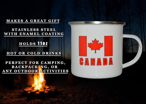 Rogue River Tactical Canadian Flag Camp Mug Enamel Camping Coffee Cup Gift Canada Maple Leaf CA Camping Gear...