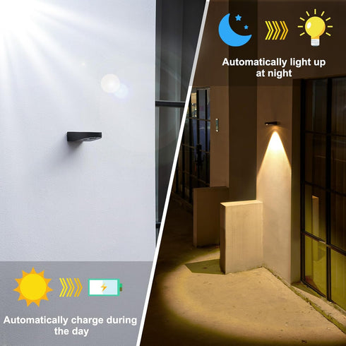 Solar Wall Sconce Wall Lights Outdoor Waterproof for Outside Fence Lights Solar Powered LED Dusk to Dawn Lighting Porch...