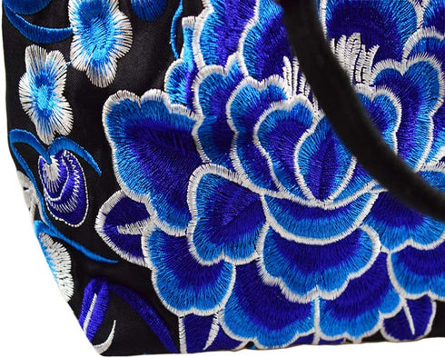 Canvas Floral Hobo Tote Bags for Women Stylish Casual Shoulder Handbag Ethnic Embroidery Purse...