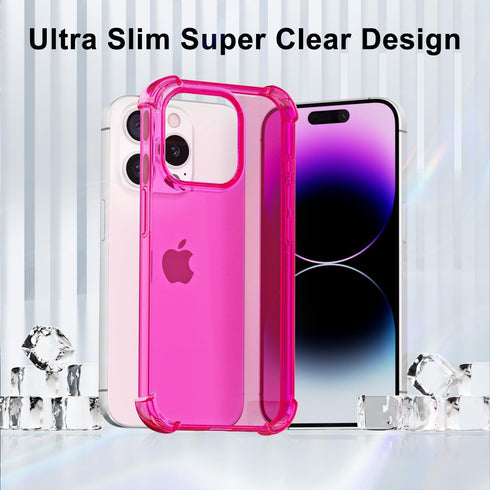 for iPhone 14 Pro Max Case Clear, Neon Bright Vibrant Color, Transparent Jelly Protective Silicone Phone Case Design for Women Girly Cute, Thin Sl...