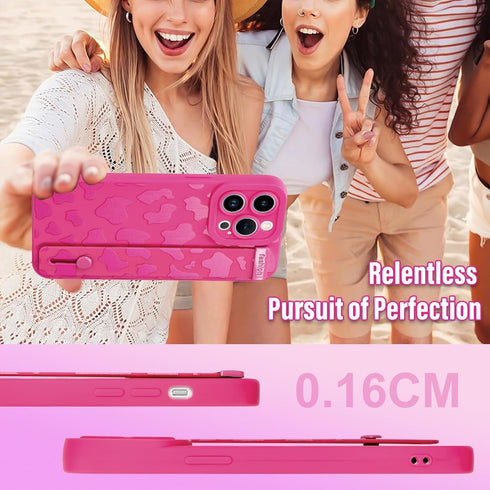 OOK Case for iPhone 13 Pro Max Case, Cute Cow Print with Adjustable Wristband Strap Kickstand Slim Lightweight Soft Flexible TPU Rubber for Women ...