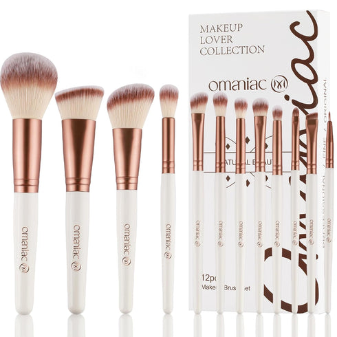Makeup Brush Set Professional, 12 Pcs Smooth Wooden Handle Makeup Brushes, Multifunctional Make up Brushes for Makeup Beginners and Makeup Enthusi...