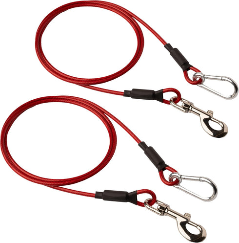 Leashboss 2 Pack Dog Tie Out Cables for Large Dogs - 5 Ft Heavy Duty Tether for Outside Dog Runner - Durable, Chew-Proof, Dog Lead for Yard, Campi...