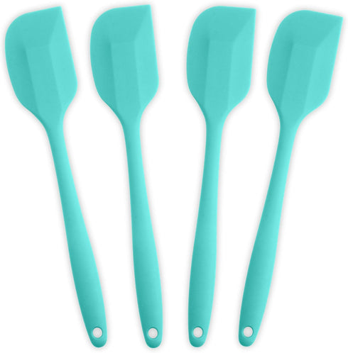 Silicone Spatula 4-piece Set, Heat-Resistant Non-stick Rubber Spatulas with Stainless Steel Core, Light Blue...