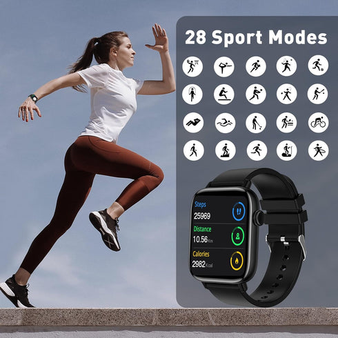 1.90'' with Smart Watch(Answer/Make Calls),Smart Fitness Tracker Watches for Android/iOS Phones,Bluetooth Call and Text Message/Sleep Monitor/Hear...