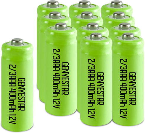 Ni-MH Rechargeable 2/3AAA 1.2v 400mAh Batteries, Rechargeable 2/3 AAA Battery with Button Top for Mason Jar Light (Not Standard AAA Batteries), 12...