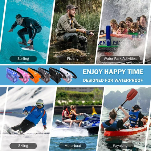 Waterproof Pouch with Waist Strap (3 Pack),Beach Accessories Best Way to Keep Your Phone and Valuables Safe and Dry - Black+Gray+Blue...