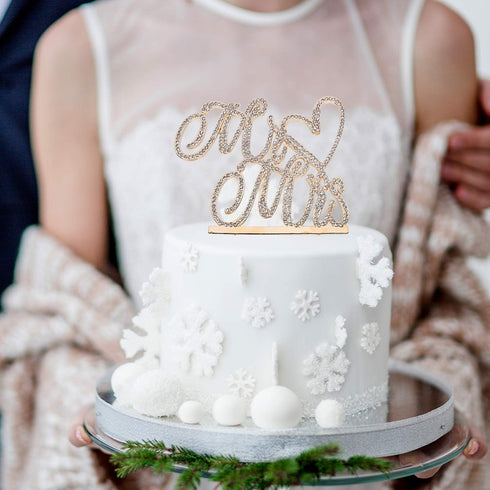 Mr and Mrs Love Cake Topper Wedding Anniversary Gold Crystal Rhinestone Party Decoration...