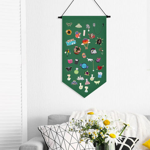 Kunyeah Wall Hanging Brooch Organizer Storage Case Colorful Canvas Pin Board Stand Enamel Pin Badge Hanging Holder Display Banner Earrings Collect...