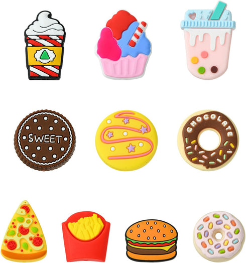 KitBeads 10pcs Silicone Food Beads Mixed Styles Cookie Pizza Donut Beads Rubber Burger Food Focal Beads for Jewelry Making Keychain Bulk...